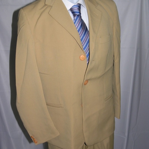 istante by Versace Vintage Beige Gabardine Three Button Suit 40 - Picture 5 of 8